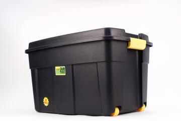 Storage box with wheels ROUGHTOTE black 110l
