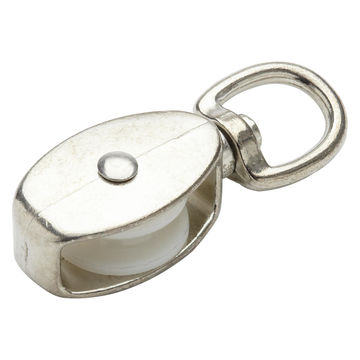 Swivel pulley with pivoting eye nickel plated 30mm 45kg for 8mm cord standers