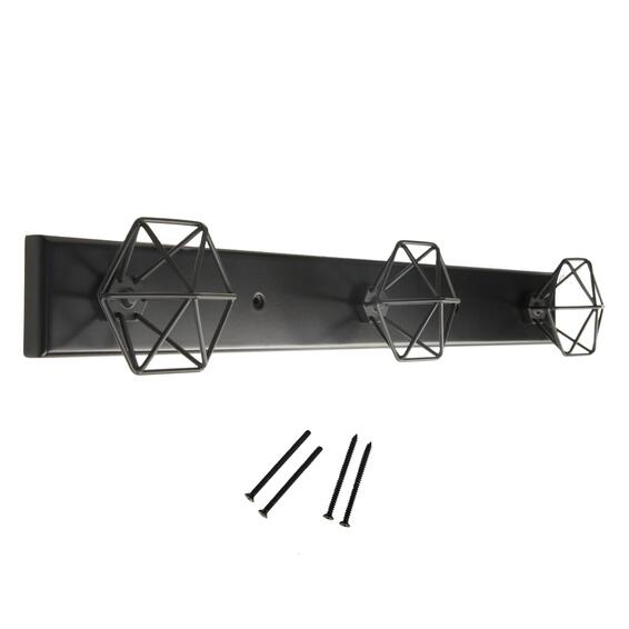 Spaceo hexagon 3 hooks black h49mmxd60mmxw15mm