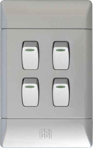 Switch CBI ELECTRIC silver 4 lever 1 way 2x4