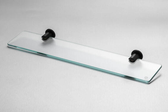 Gio demola glass bathroom shelf black detail 50cm