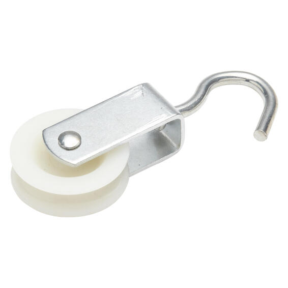 Hoist pulley with rotating hook nylon wheel 40mm 10kg for 8mm cord standers