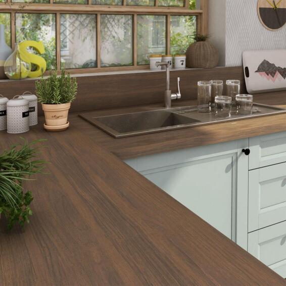 Kitchen Countertop Laminate L315Cm X D65Cm X H3,8Cm Natural Walnut