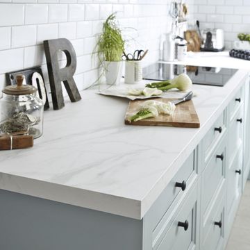 Kitchen Countertop Laminate L300Cm X D65Cm X H3,8Cm White Marble