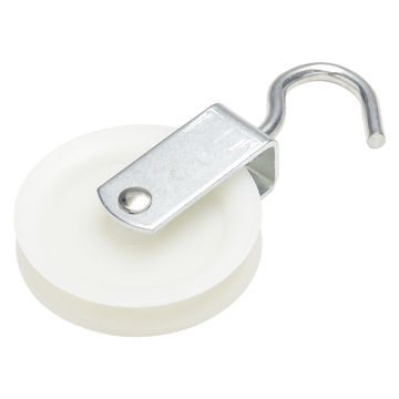 Hoist pulley with rotating hook nylon wheel 60mm 40kg for 8mm cord standers