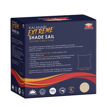 Kalahari Extreme Square Shade Sail Sand 5.4m