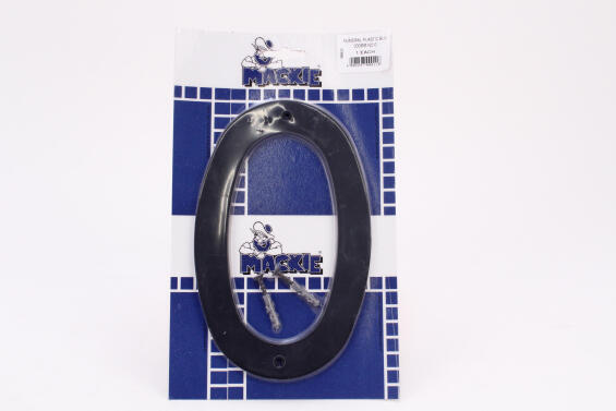 Number 0 plastic sign black mackie 200mm