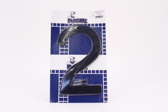 Number 2 plastic sign black mackie 200mm