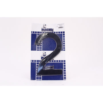 Number 2 plastic sign black mackie 200mm