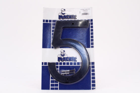 Number 5 plastic sign black mackie 200mm