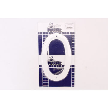 Number 0 plastic sign white mackie 200mm