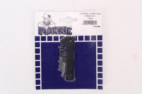 Number 1 plastic sign black 75mm mackie