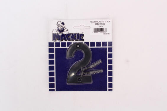 Number 2 plastic sign black 75mm mackie