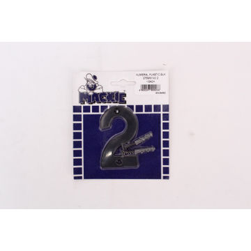 Number 2 plastic sign black 75mm mackie