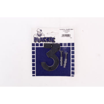 Number 3 plastic sign black mackie 75mm