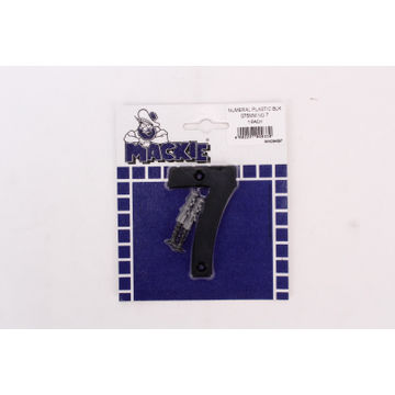 Number 7 plastic sign black mackie 75mm