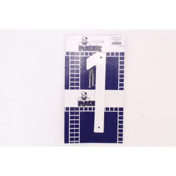 Number 1 plastic sign white mackie 200mm