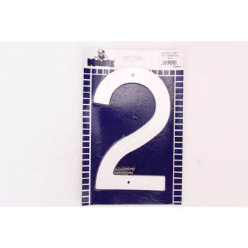 Number 2 plastic sign white mackie 200mm
