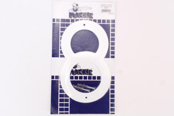 Number 8 white plastic sign 200mm mackie
