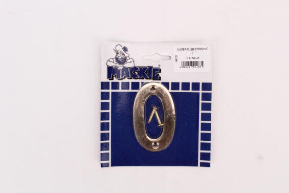 Number 0 solid brass sign mackie 76mm