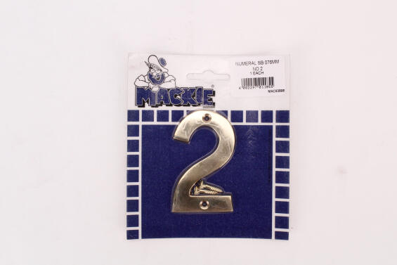 Number 2 solid brass sign mackie 76mm