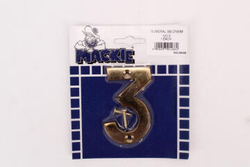 Number 3 solid brass sign mackie 76mm