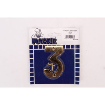 Number 3 solid brass sign mackie 76mm