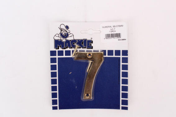 Number 7 solid brass sign mackie 76mm
