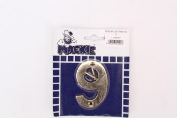 Number 9 solid brass sign mackie 76mm