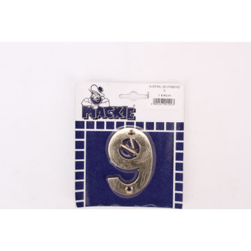 Number 9 solid brass sign mackie 76mm