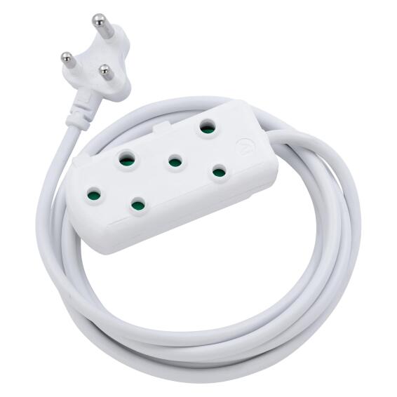 Switched Heavy Duty SBS Extension Cords 2 X 10A Socket 5M - White.