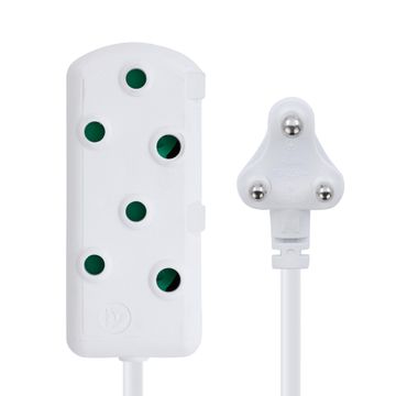 Switched Light Duty SBS Extension Cords 2 X 10A Socket 5M - White.