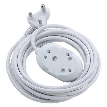 Switched Light Duty Btb Extension Cords 2 X 16A Socket 10M - White.