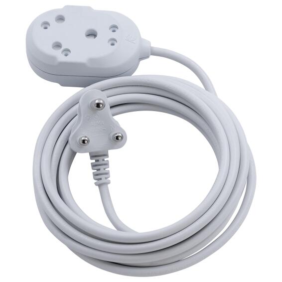 Switched Heavy Duty Btb Extension Cords 2 X 16A Socket 5M - White.