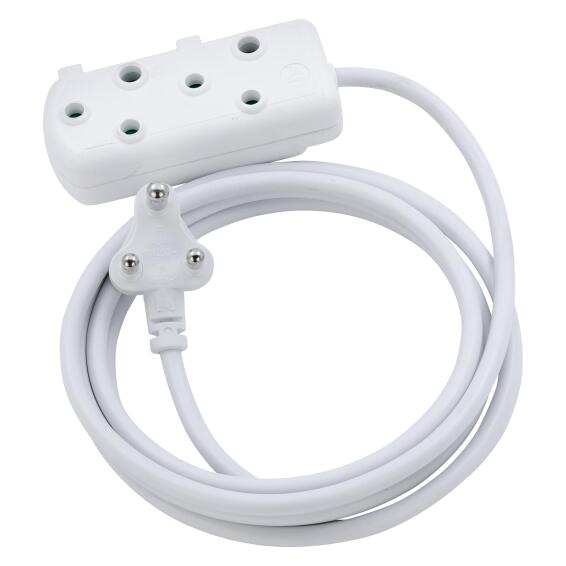 Switched Heavy Duty SBS Extension Cords 2 X 10A Socket 20M - White.