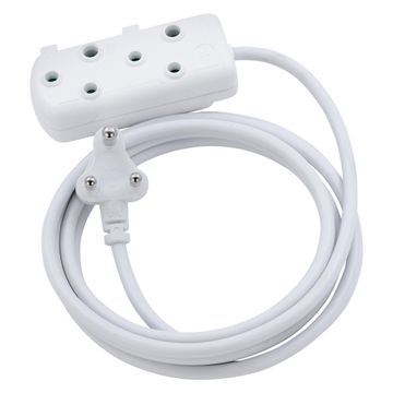 Switched Light Duty SBS Extension Cords 2 X 10A Socket 20M - White.