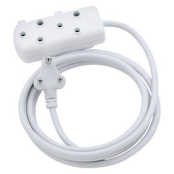 Switched Heavy Duty Sbs Extension Cords 2 X 10A Socket 3M - White.