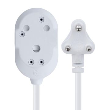 Switched Light Duty Btb Extension Cords 2 X 16A Socket 5M - White.