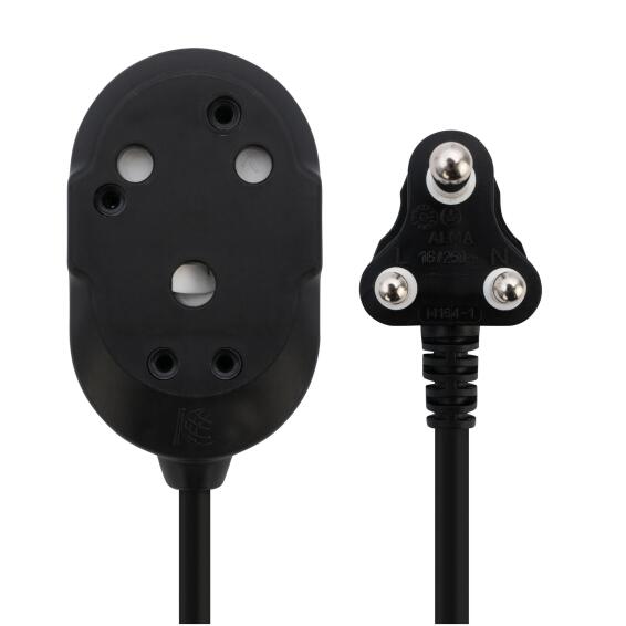Switched Light Duty Btb Extension Cords 2 X 16A Socket 3M - Black.