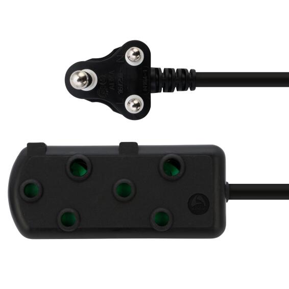 Switched Heavy Duty SBS Extension Cords 2 X 10A Socket 3M - Black.