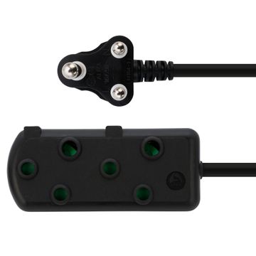 Switched Heavy Duty SBS Extension Cords 2 X 10A Socket 3M - Black.