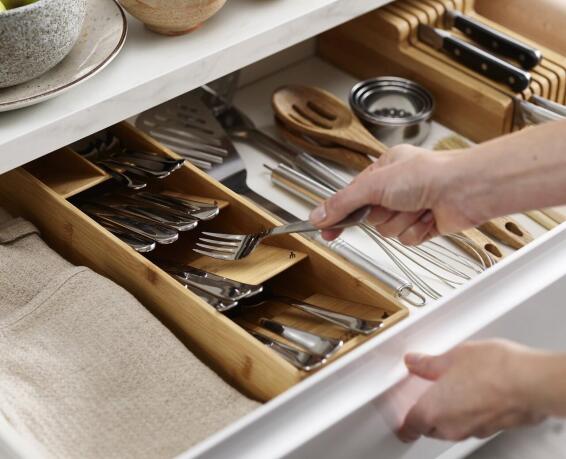 Fine Living Bamboo Space Saver Cutlery Organizer D23Xw10Cm