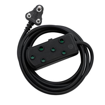 Switched Heavy Duty SBS Extension Cords 2 X 10A Socket 5M - Black