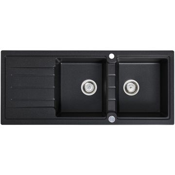 Cers double bowl square kitchen sink 116x50x19cm black