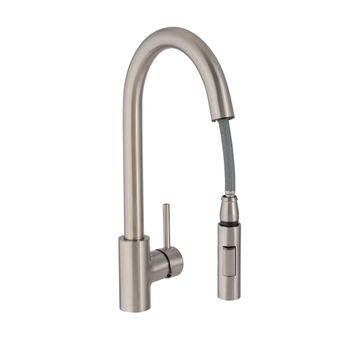 Delina Lily Pull Out Kitchen Sink Mixer Tap Brushed Nickel H40Cm Spout Reach 10Cm
