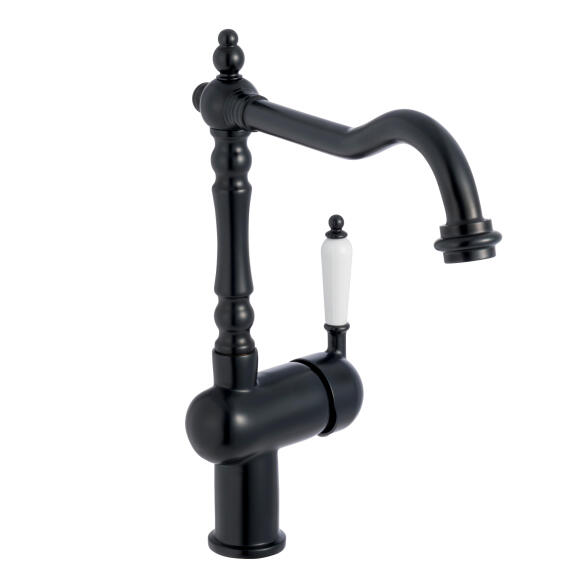 Delinia Sara Single Lever Kitchen Mixer Tap Black H32Cm Spout Reach 26.3Cm
