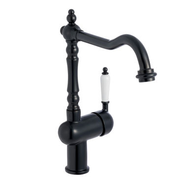 Delinia Sara Single Lever Kitchen Mixer Tap Black H32Cm Spout Reach 26.3Cm
