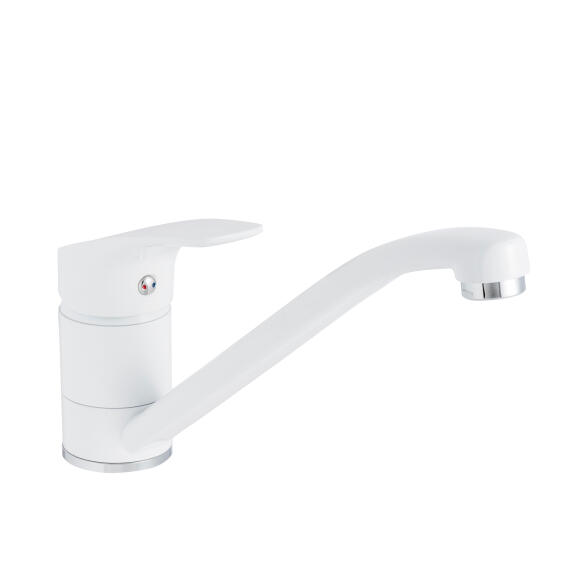 Delinia Kitchen Sink Mixer Tap Hugo Single Lever White H14.8Cm Spout Reach 26Cm