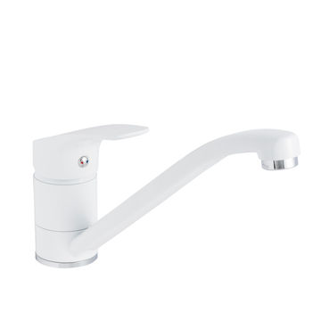 Delinia Kitchen Sink Mixer Tap Hugo Single Lever White H14.8Cm Spout Reach 26Cm