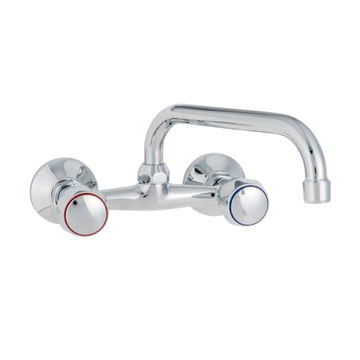 Delinia Marin Wall Type Kitchen Mixer Tap Chrome H12.5Cm Spout Reach 26Cm